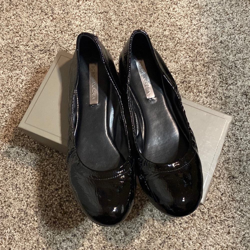 BCBG Black Patent Leather Flats
